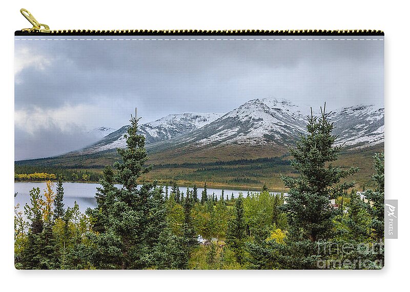 2015 Zip Pouch featuring the photograph Alaska Mountain Range View by Mary Carol Story