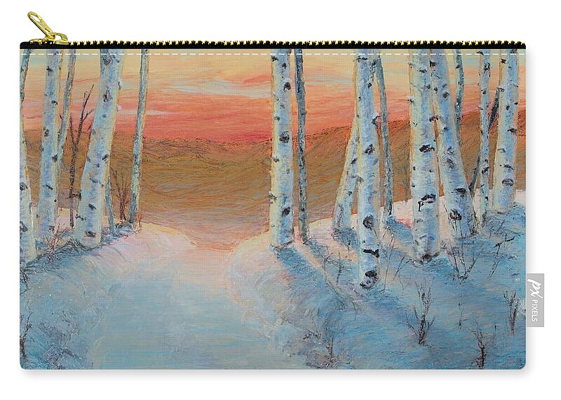 Alaska Zip Pouch featuring the painting Alaskan road by Art Nomad Sandra Hansen