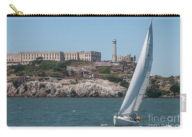 Alcatraz Zip Pouch featuring the photograph Alcatraz Sailing by John Greco
