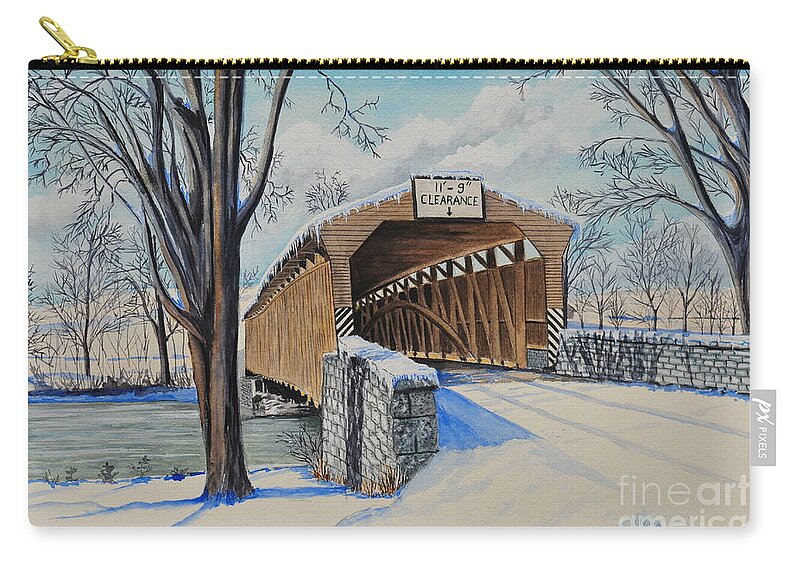 Bridge Zip Pouch featuring the painting Alexander Bridge by John W Walker