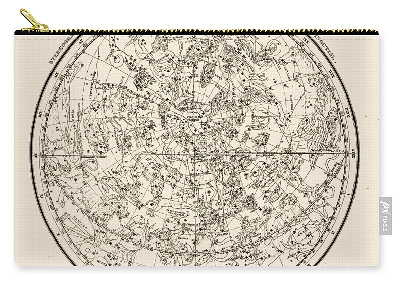 ‘celestial Maps’ Collection By Serge Averbukh Zip Pouch featuring the digital art Alexander Jamieson's Celestial Atlas - Northern Hemisphere by Serge Averbukh