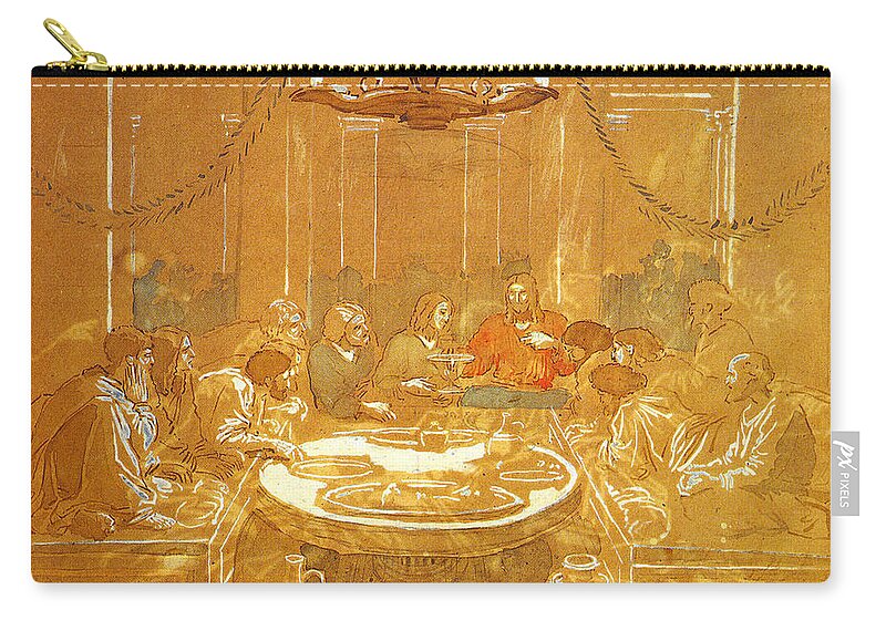 Alexandr Ivanov Zip Pouch featuring the painting Alexandr Ivanov Last supper by MotionAge Designs