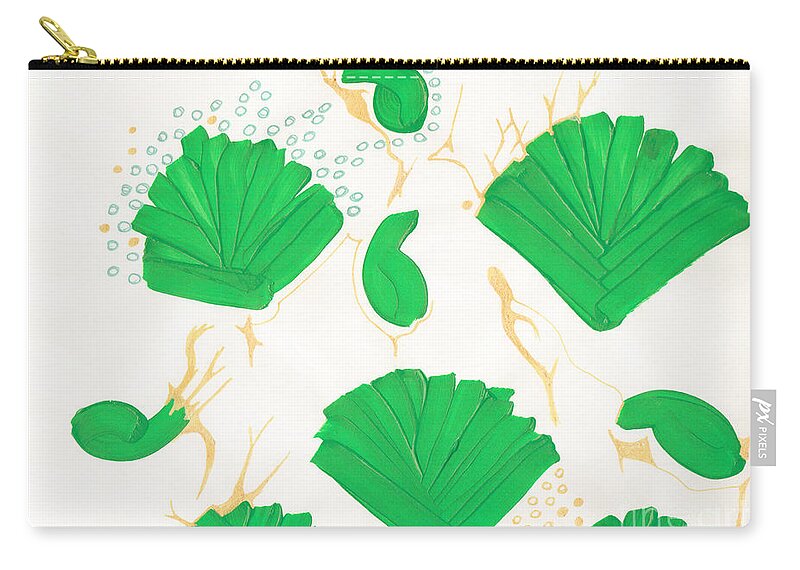 Algae Zip Pouch featuring the mixed media Algae Blooms by Mary Mikawoz