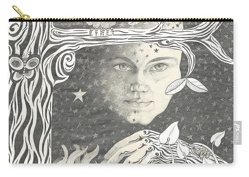 Alice Zip Pouch featuring the drawing Alice Syndrome by Melinda Dare Benfield