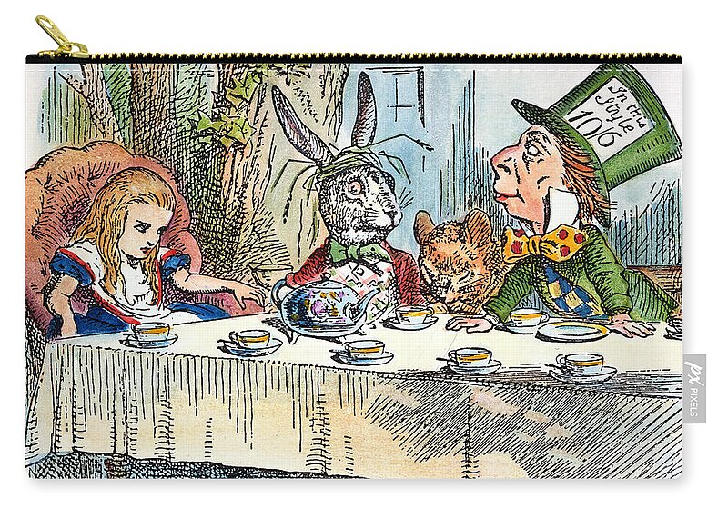 1865 Zip Pouch featuring the drawing Alices Mad-tea Party, 1865 by Granger