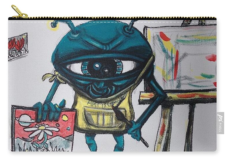 Artist Zip Pouch featuring the painting Alien Artist by Similar Alien