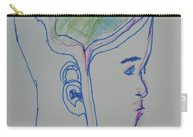 Expressive Zip Pouch featuring the drawing Alien Bob by Judith Redman
