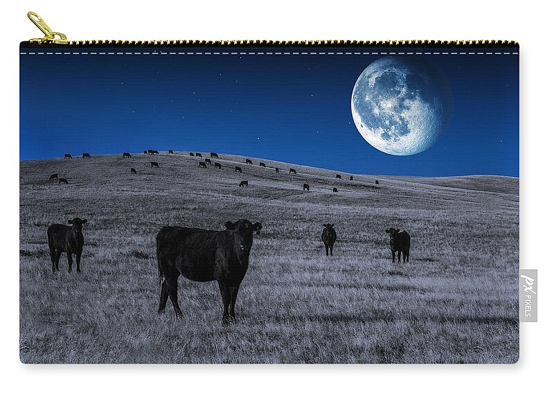Cows Zip Pouch featuring the photograph Alien Cows by Todd Klassy