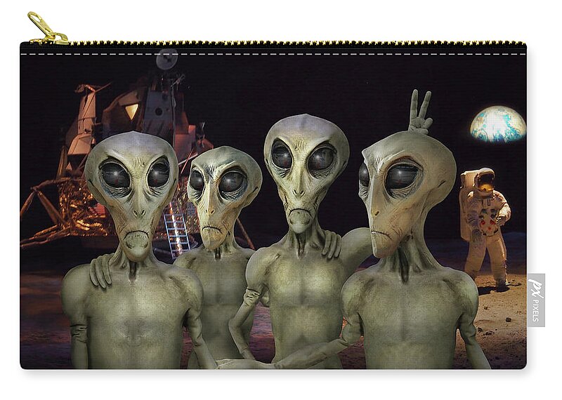Cape Canaveral Zip Pouch featuring the photograph Alien Vacation - Kennedy Space Center by Mike McGlothlen