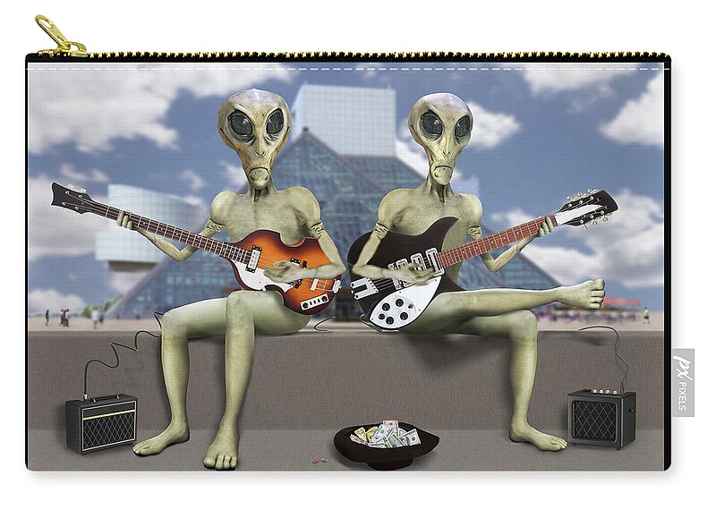 Aliens Carry-all Pouch featuring the photograph Alien Vacation - Trying To Make Ends Meet by Mike McGlothlen