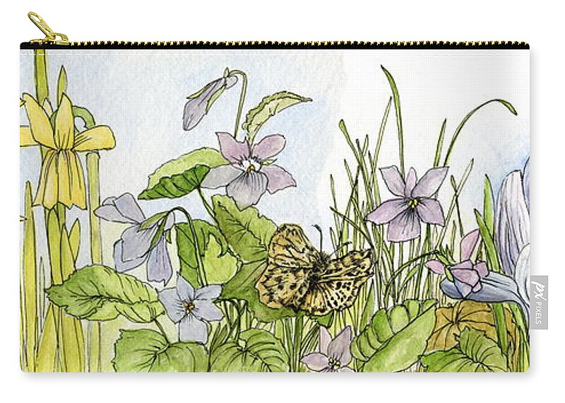 Spring Zip Pouch featuring the painting Alive in a Spring Garden by Laurie Rohner