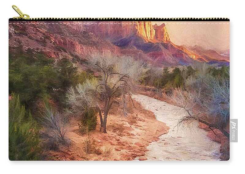 Zion Zip Pouch featuring the digital art All Along the Watchtower by Rick Wicker