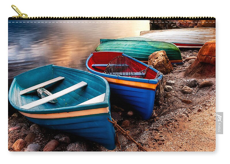 Boats Zip Pouch featuring the photograph All Ashore by Christopher Holmes