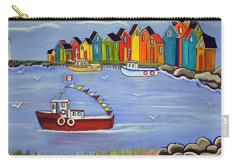 Abstract Zip Pouch featuring the painting All Decked Out by Heather Lovat-Fraser