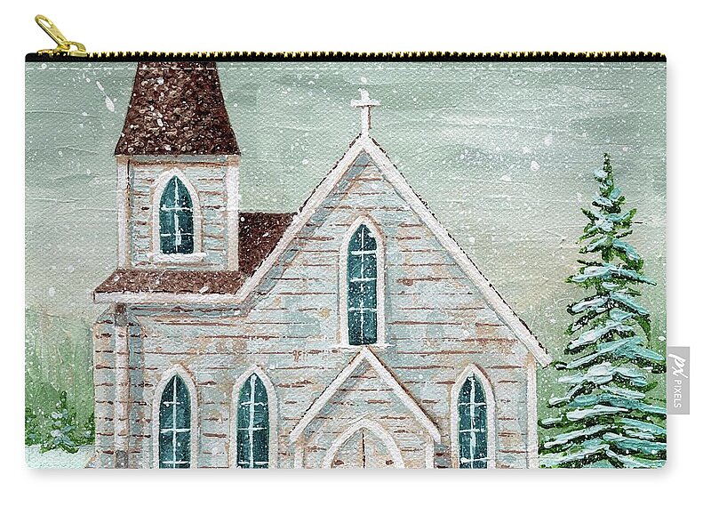 Winter Zip Pouch featuring the painting All is Calm by Annie Troe