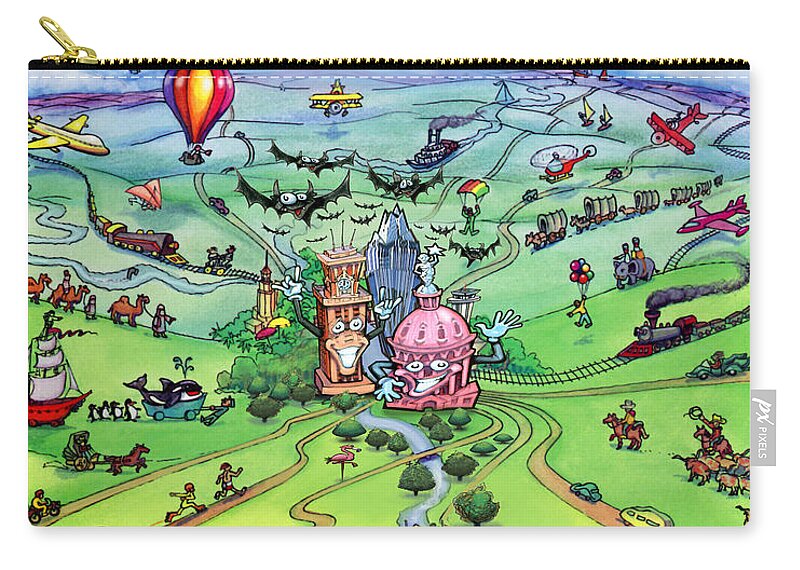 Travel Carry-all Pouch featuring the digital art All Roads Lead to Austin Texas by Kevin Middleton