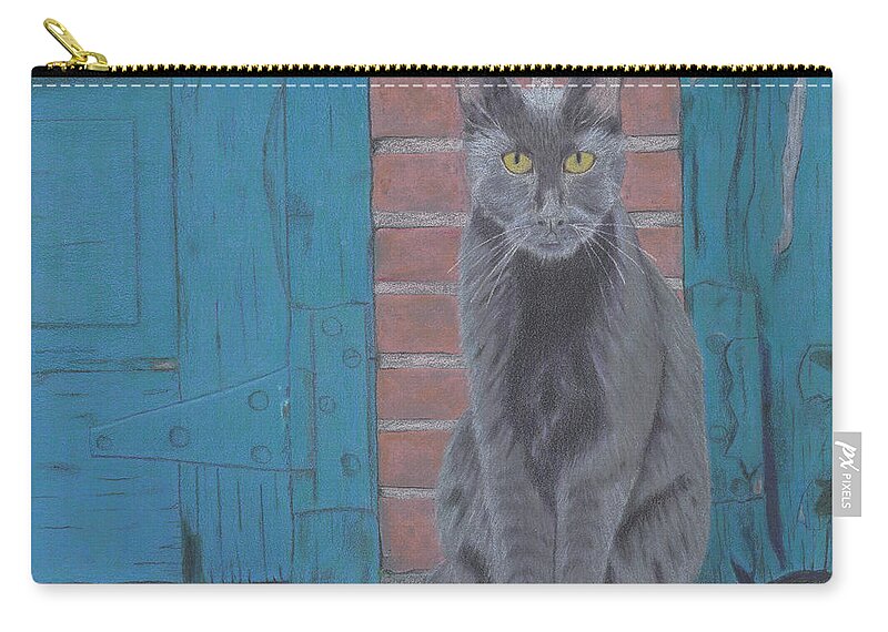 Cat Zip Pouch featuring the drawing Alley Cat by Arlene Crafton