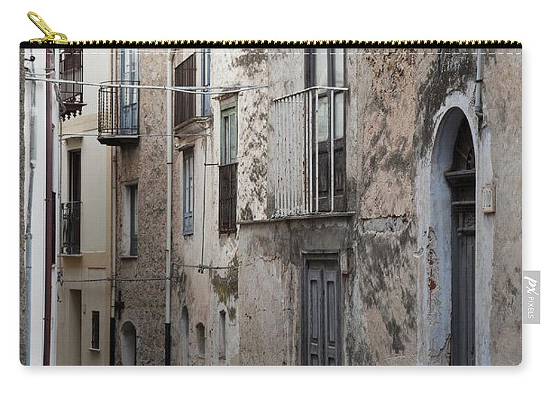 Architecture Zip Pouch featuring the photograph Alleyway in Sicily by Maria Heyens