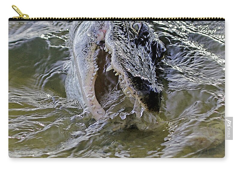Alligator Photo Zip Pouch featuring the photograph Alligator Dinner Time by Luana K Perez