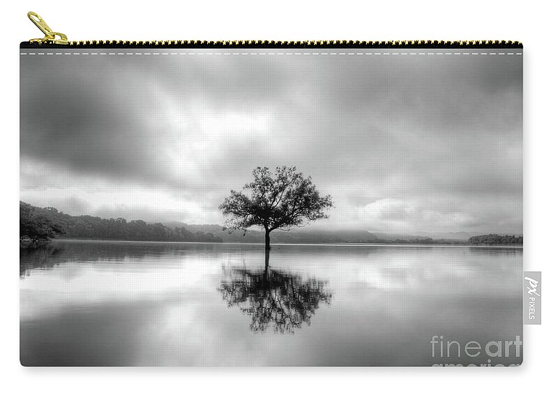 Black Zip Pouch featuring the photograph Alone BW by Douglas Stucky
