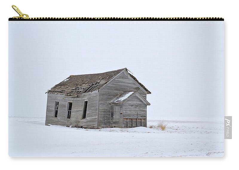 School Zip Pouch featuring the photograph Alone in the Snow by Bonfire Photography
