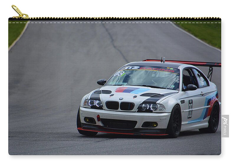 Motorsports Zip Pouch featuring the photograph Alone in Turn 10 by Mike Martin