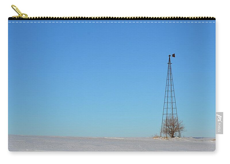Windmill Zip Pouch featuring the photograph Alone In Winter by Bonfire Photography