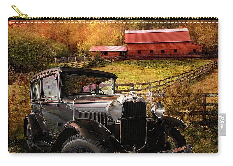 1928 Zip Pouch featuring the photograph Along the Fences at Sunset by Debra and Dave Vanderlaan