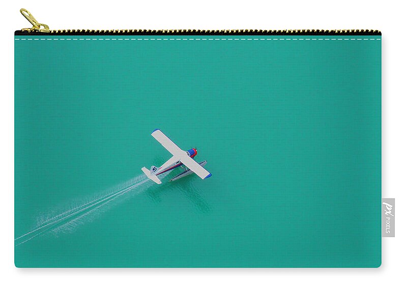 Aviation Zip Pouch featuring the photograph Alpine Lake Landing by Mark Alan Perry