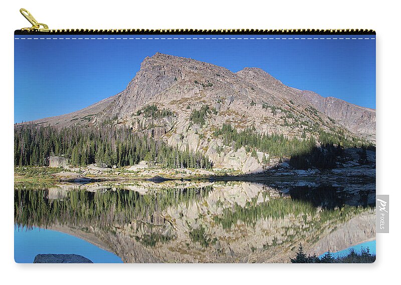 Lawn Lake Sunrise Zip Pouch featuring the photograph Alpine lake sunrise by Kunal Mehra