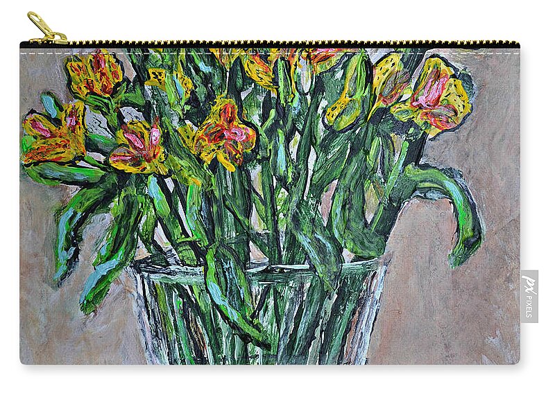 Alstroemeria Zip Pouch featuring the painting Alstroemeria I by Richard Wandell