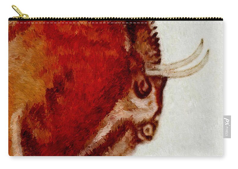 Altamira Carry-all Pouch featuring the digital art Altamira Prehistoric Bison Detail by Weston Westmoreland