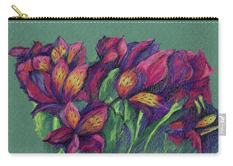 Flowers Zip Pouch featuring the pastel Altermyria by Anne Katzeff