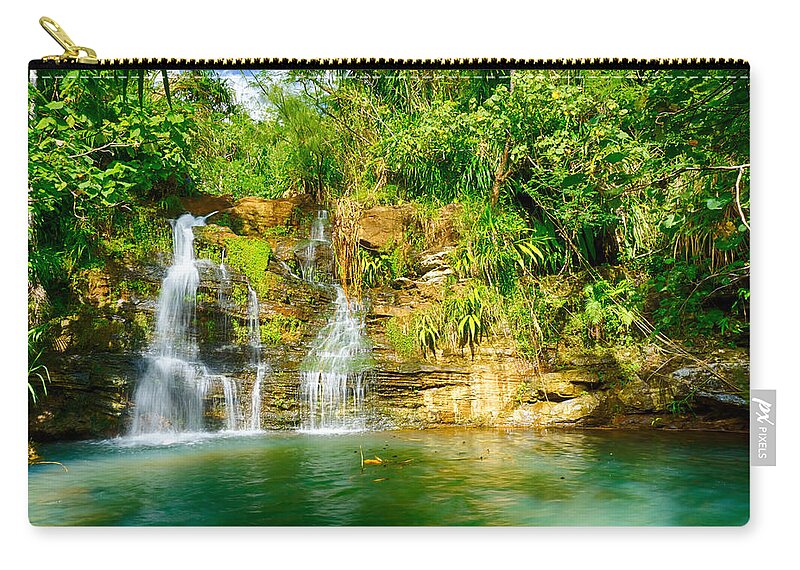 Pristine Zip Pouch featuring the photograph Alutom Falls by Amanda Jones