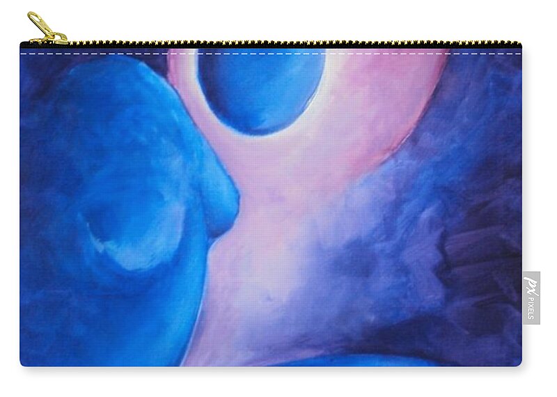 Blue Zip Pouch featuring the painting Always... In my thoughts by Jennifer Hannigan-Green