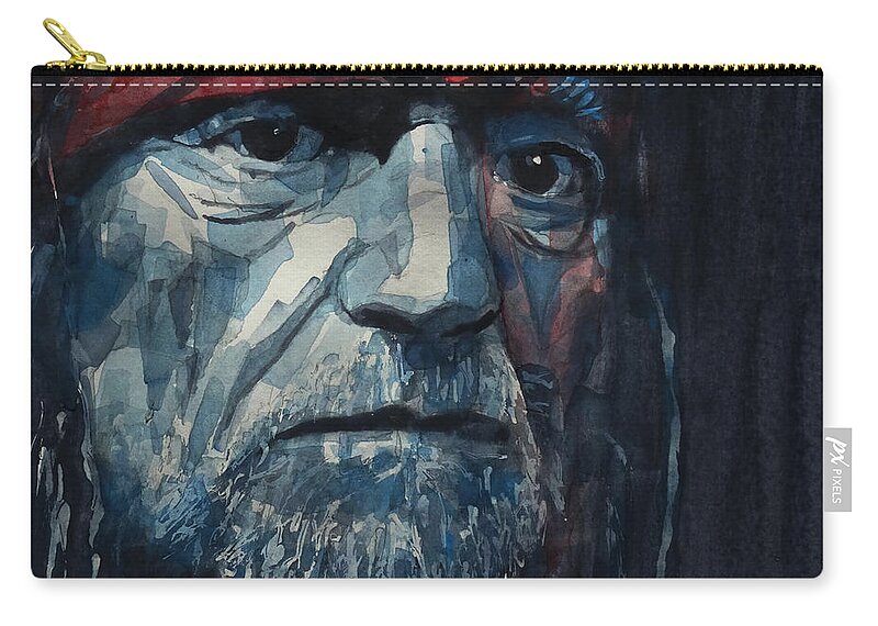 Willie Nelson Zip Pouch featuring the painting Always On My Mind - Willie Nelson by Paul Lovering