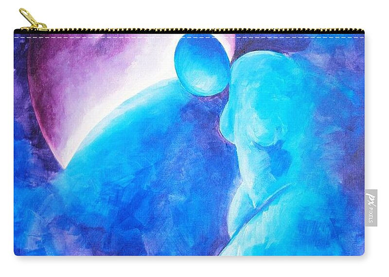Blue Zip Pouch featuring the painting Always... There to go on by Jennifer Hannigan-Green
