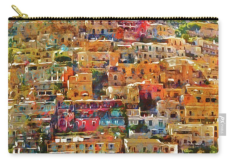 Italy Zip Pouch featuring the painting Amalfi, Italy - 02 by AM FineArtPrints