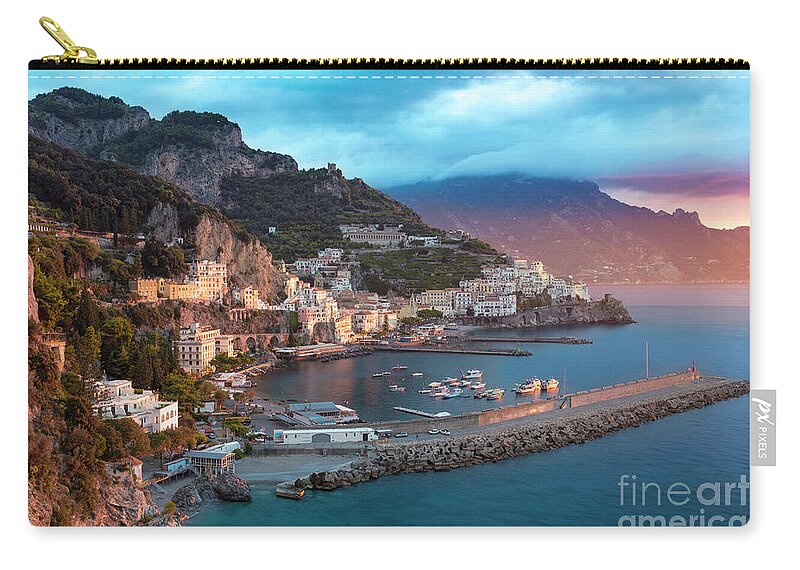 Amalfi Zip Pouch featuring the photograph Amalfi Sunrise by Brian Jannsen