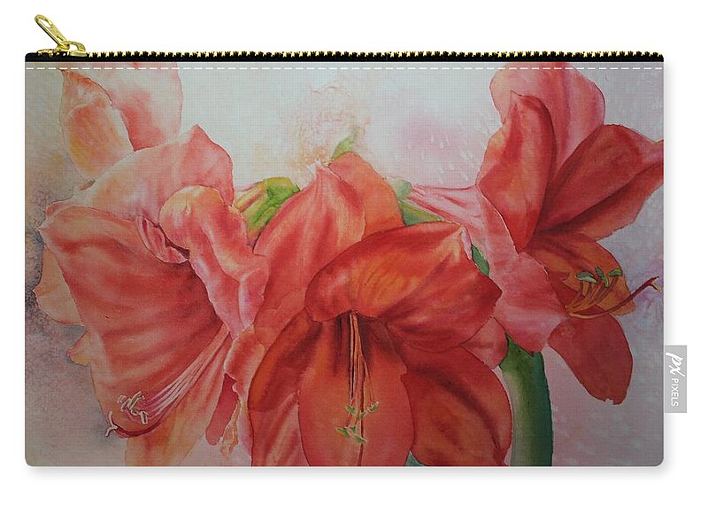 Flowers Carry-all Pouch featuring the painting Amarylis by Ruth Kamenev