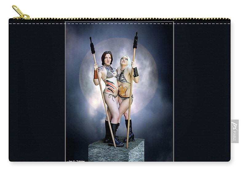 Amazon Zip Pouch featuring the photograph Amazon With Spears by Jon Volden