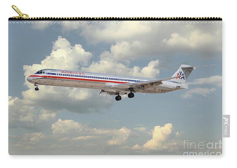 Md80 Zip Pouch featuring the digital art American Airlines MD-80 by Airpower Art