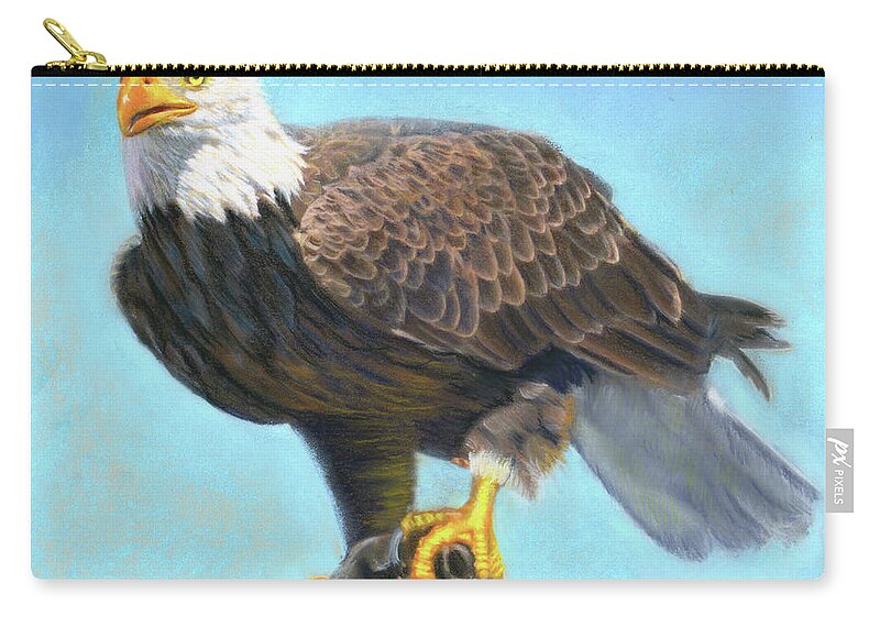 Bald Eagle Zip Pouch featuring the pastel American Bald Eagle by Melissa Herrin