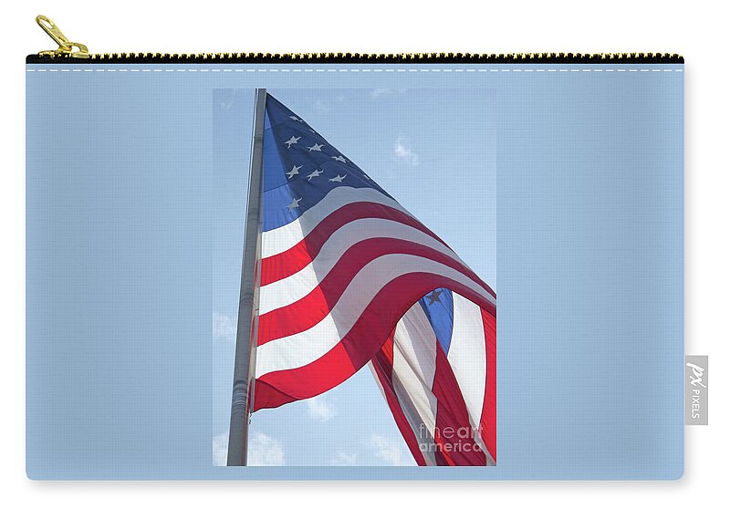 Flag Zip Pouch featuring the photograph American Flag by Ann Horn