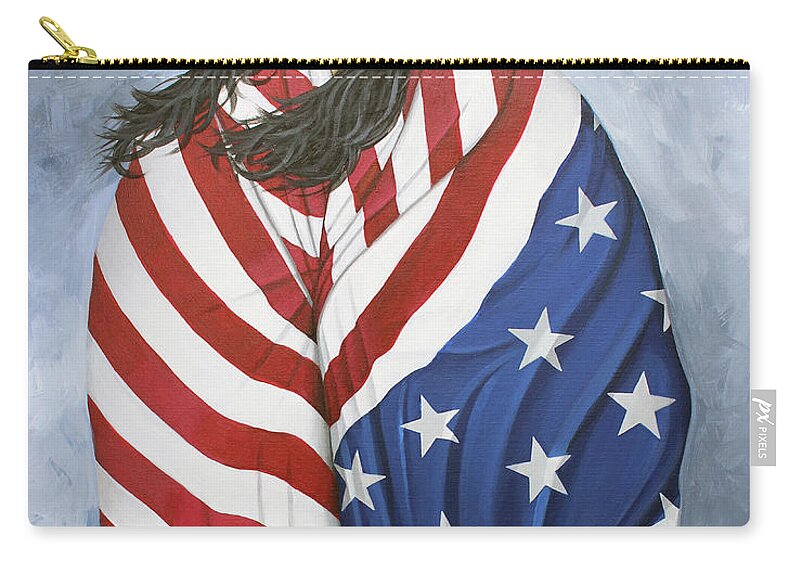 American Cowgirl Zip Pouch featuring the painting American Pride 1 by Lance Headlee