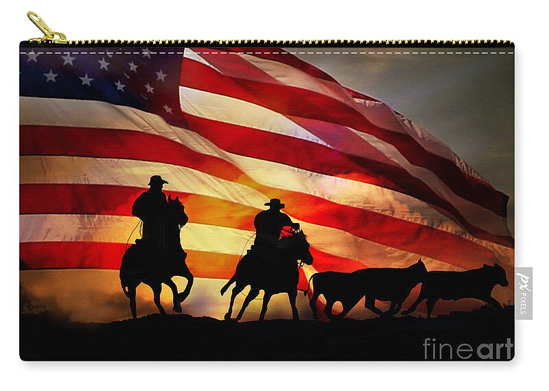Cowboy Zip Pouch featuring the photograph American West by Stephanie Laird