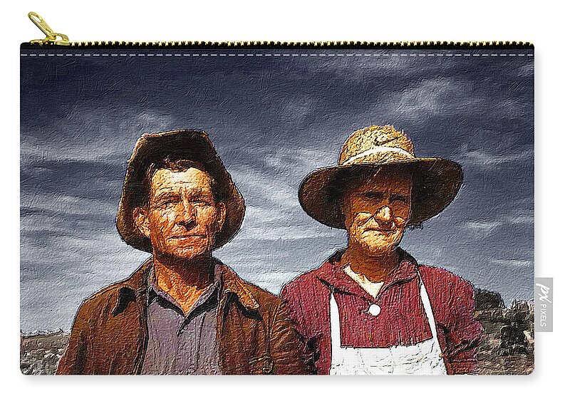 American Gothic Zip Pouch featuring the painting Amerikan Gothik by Tony Rubino