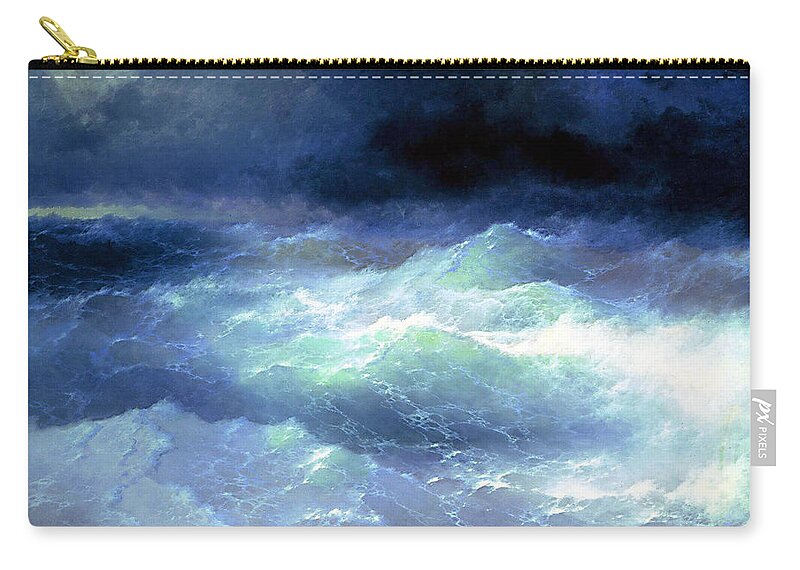 Ivan Aivazovsky Carry-all Pouch featuring the painting Among the waves by Aivazovsky
