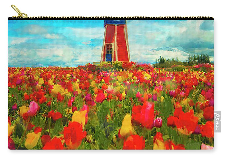 Flowers Zip Pouch featuring the digital art Amongst the Tulips by Dale Stillman