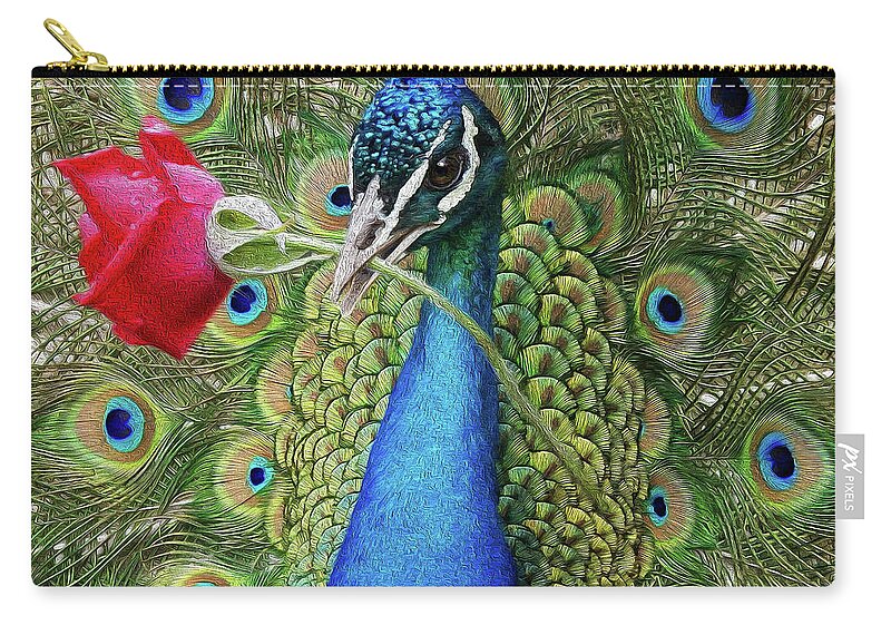 Peafowl Zip Pouch featuring the photograph Amore by Art Cole